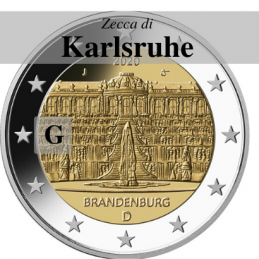 Germania 2020 - 2 euro commemorativo palazzo di Sanssouci, 14° moneta dedicata ai Lander tedeschi - zecca di Karlsruhe G