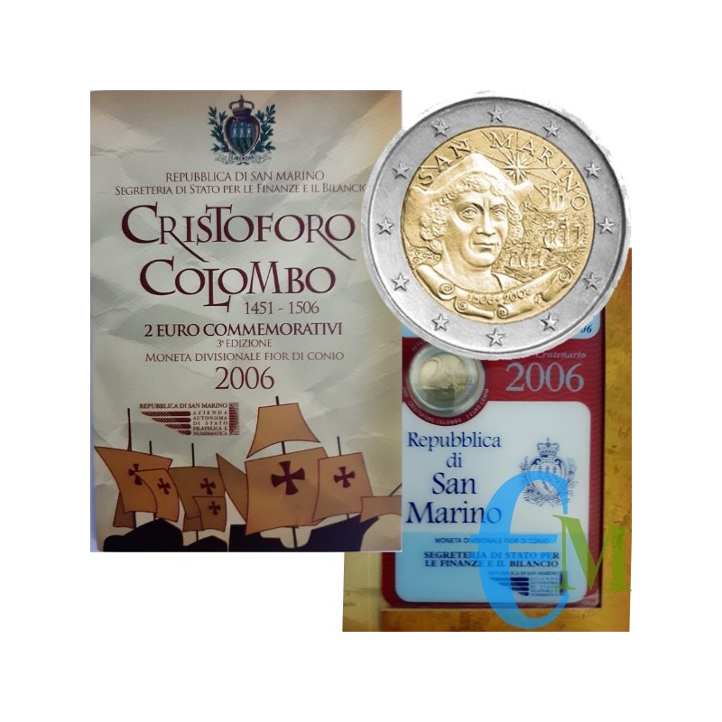 San Marino 2006 - 2 euros 500 muerte de Cristóbal Colón en carpeta