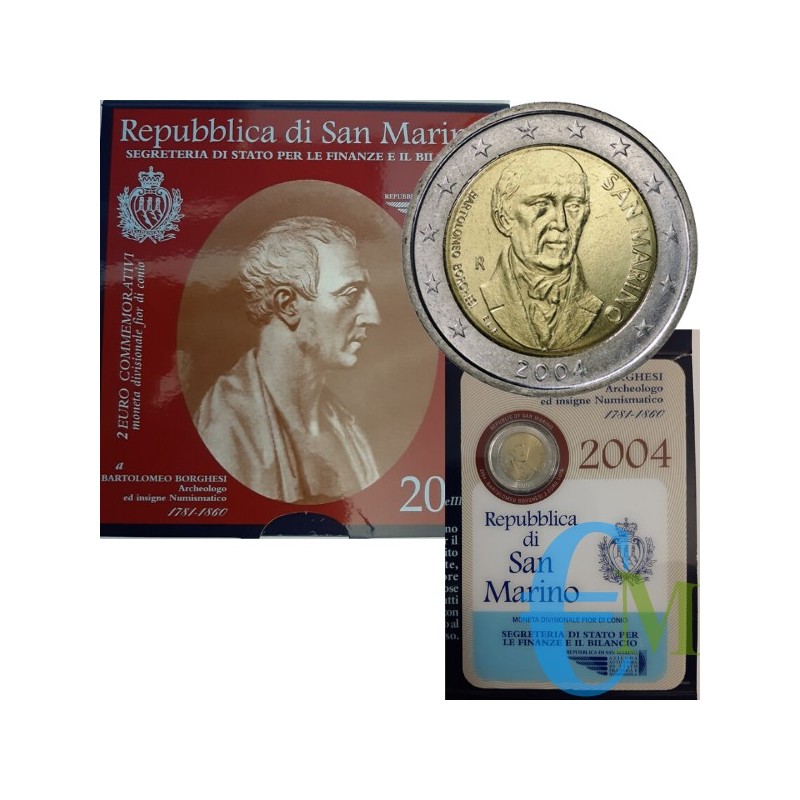 San Marino 2004 - 2 euro Bartolomeo Borghesi in folder