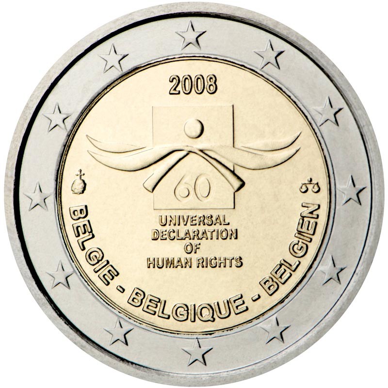 Bélgica 2008 - 2 euros conmemorativos del 60 aniversario de la Declaración Universal de Derechos Humanos