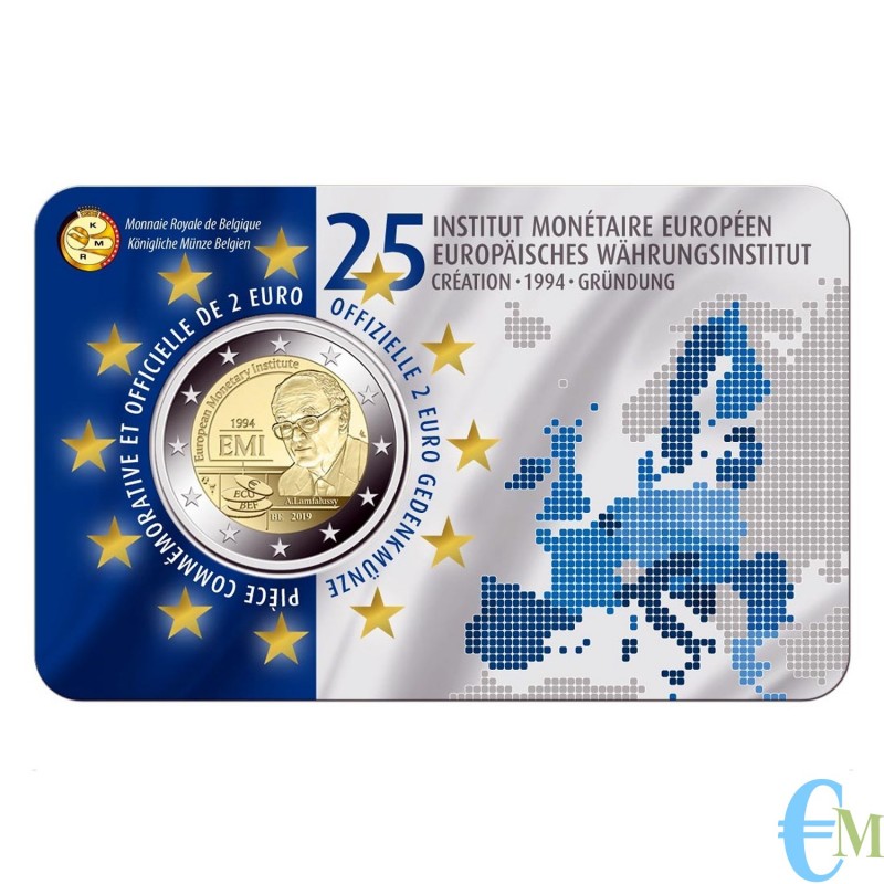 Belgium 2019 - 2 euro 25th Monetary Institute EMI BU in coincard FR