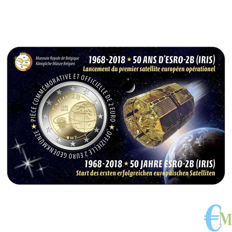Belgio 2018 - 2 euro commemorativo 50° anniversario del lancio del satellite ESRO-2B. Francese
