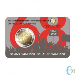 Belgique 2018 - 2 euros 50ème mouvement étudiant Mai 1968 BU en coincard FR