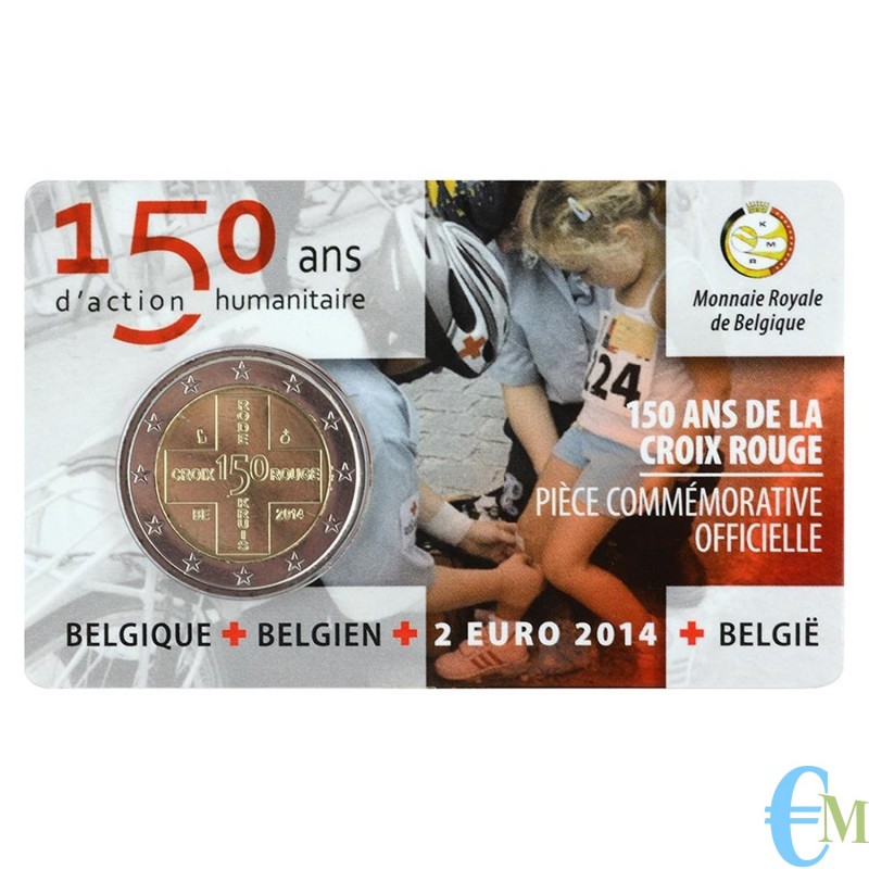 Belgique 2014 - 2 euros 150ème BU Croix-Rouge en coincard FR