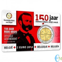 Belgio 2014 - 2 euro 150° Croce Rossa BU in coincard NL