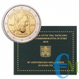 Vaticano 2018 - 2 euro commemorativo 50° anniversario della morte di Padre Pio (1887 - 1968)