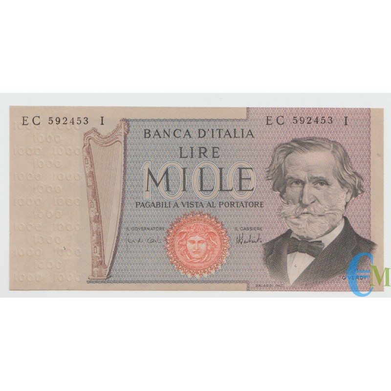 Italia - 1000 liras Giuseppe Verdi segundo tipo 05.08.1975