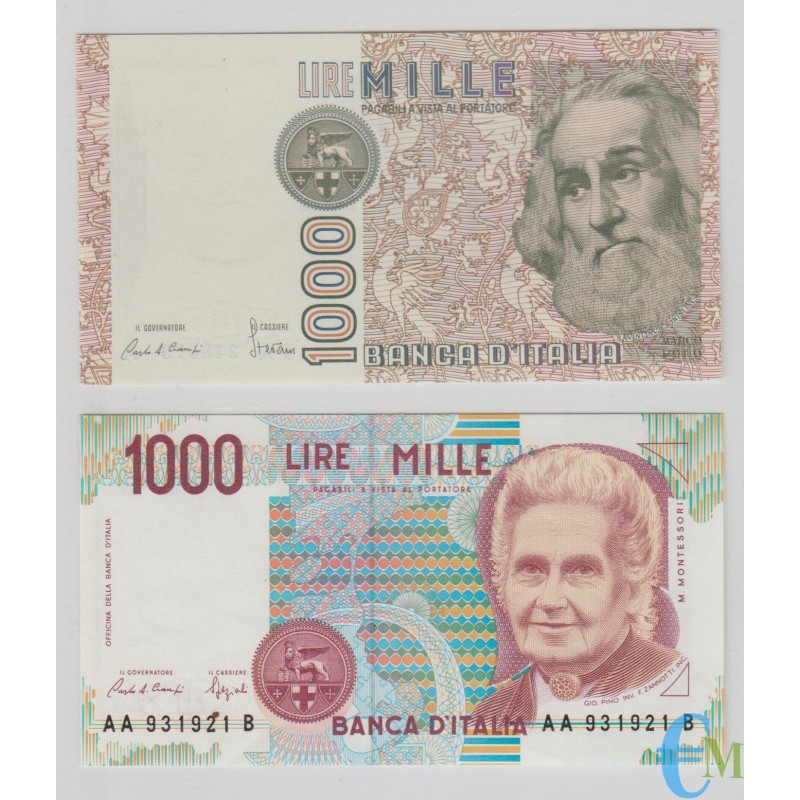 Italia - Lotto 1000 Lire M. Polo e 1000 Lire M. Montessori