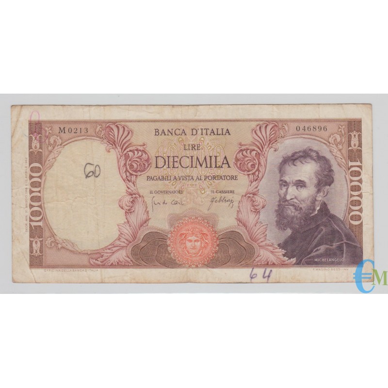 Italia - 10000 Lire Michelangelo 20.05.1966 mb