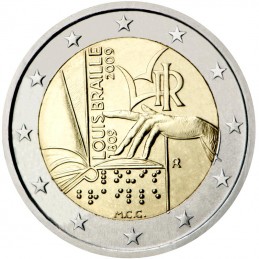 Italie 2009 - 2 euros 200e naissance de Louis Braille