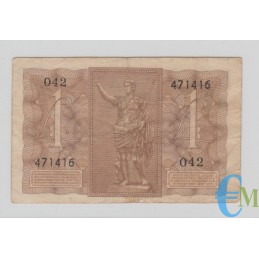 Italia - 1 Lira Biglietto di Stato Fascio 14.11.1939 rovescio