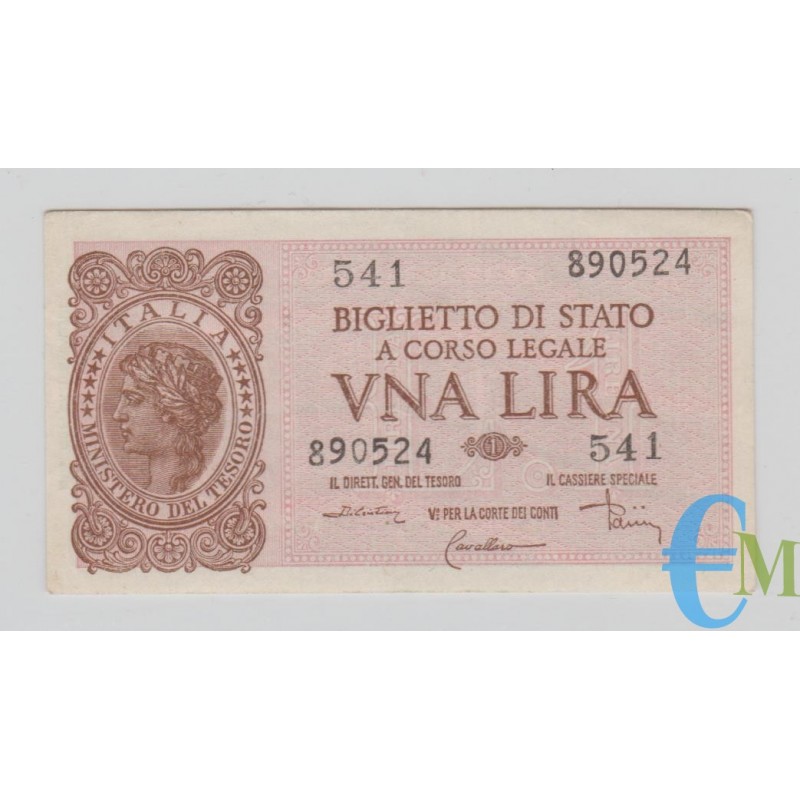 Italia - 1 Lira Biglietto di Stato Luogotenenza Umberto 23.11.1944 spl