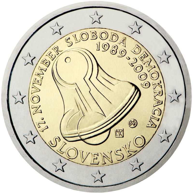 Slovacchia 2009 - 2 euro commemorativo 20° anniversario della Rivoluzione di velluto.
