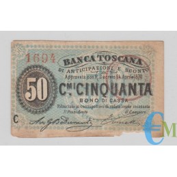 Italia - 50 Centesimi Banca Toscana di Anticipazioni e Sconto 24.04.1870 C