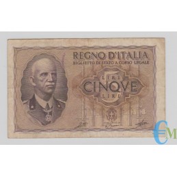 Italia - 5 Lire Biglietto di Stato Vittorio Emanuele III Fascio 1940 XVIII