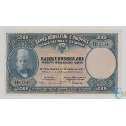 Italia - 20 Franchi Oro Banca Nazionale D'Albania Protettorato Febbraio 1926
