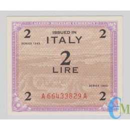 Italia - 2 Lire Occupazione Americana in Italia Monolingua FLC 1943