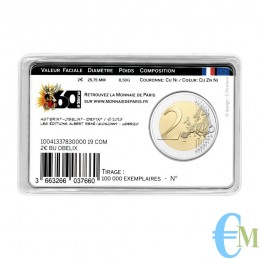 Francia 2019 - 2 euro commemorativo 60° anniversario di Asterix BU in coincard con Obelix retro