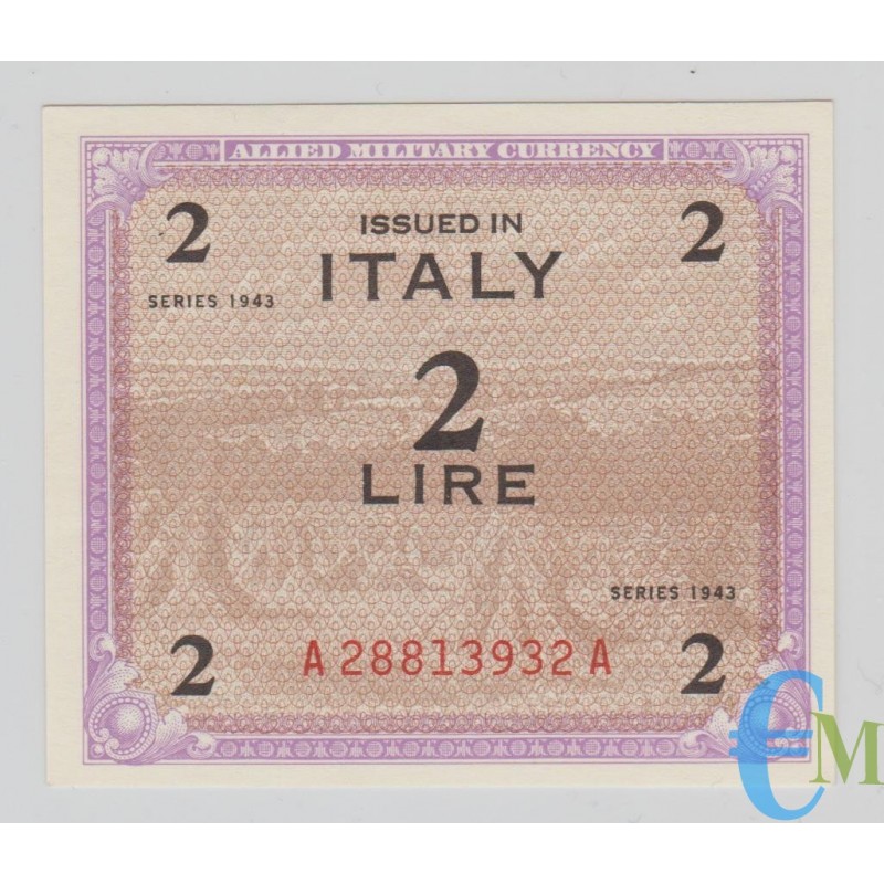 Italia - 2 Lire Occupazione Americana in Italia Monolingua BEP 1943