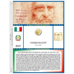 Foglio 2 € Commemorativo Italia 2019 Leonardo Da Vinci