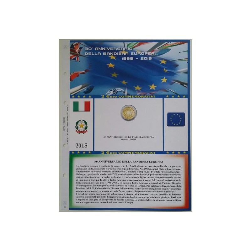 Foglio 2 € Commemorativo Italia 2015 30° Bandiera