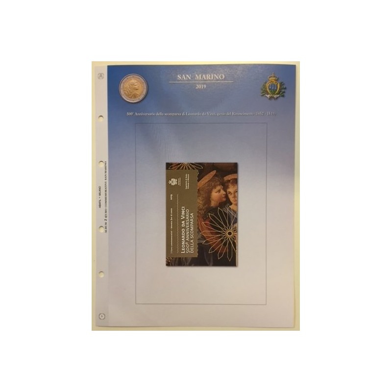 Foglio per 2 € Commemorativo San Marino 2019 Leonardo