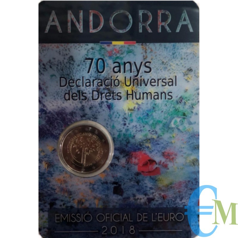 Andorra 2018 - 2 euro commemorativo 70° anniversario della Dichiarazione universale dei diritti dell'uomo.