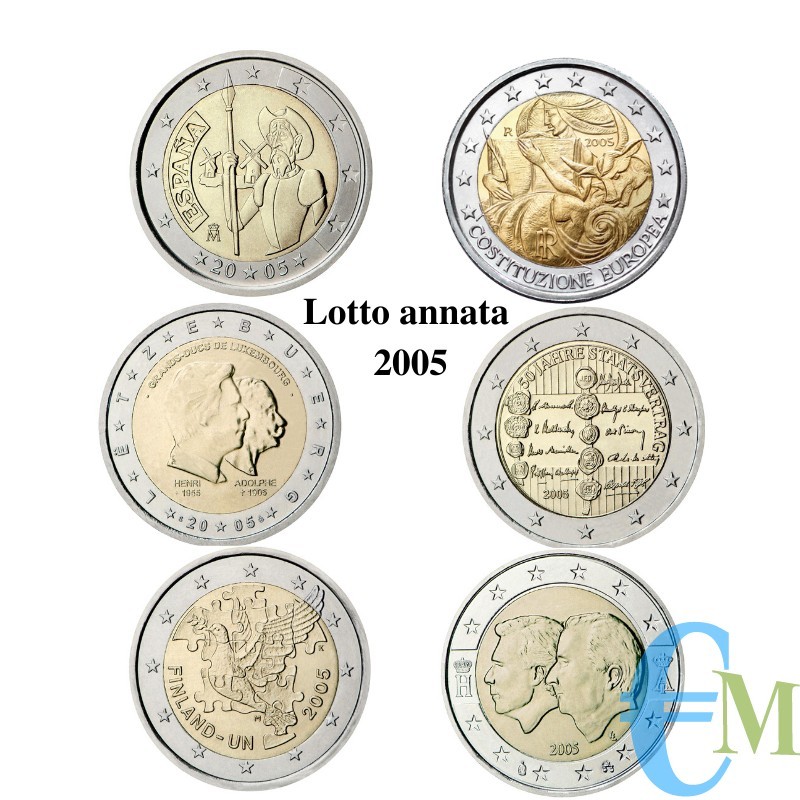 2005 - Lotto annata 2 euro commemorativi del 2005