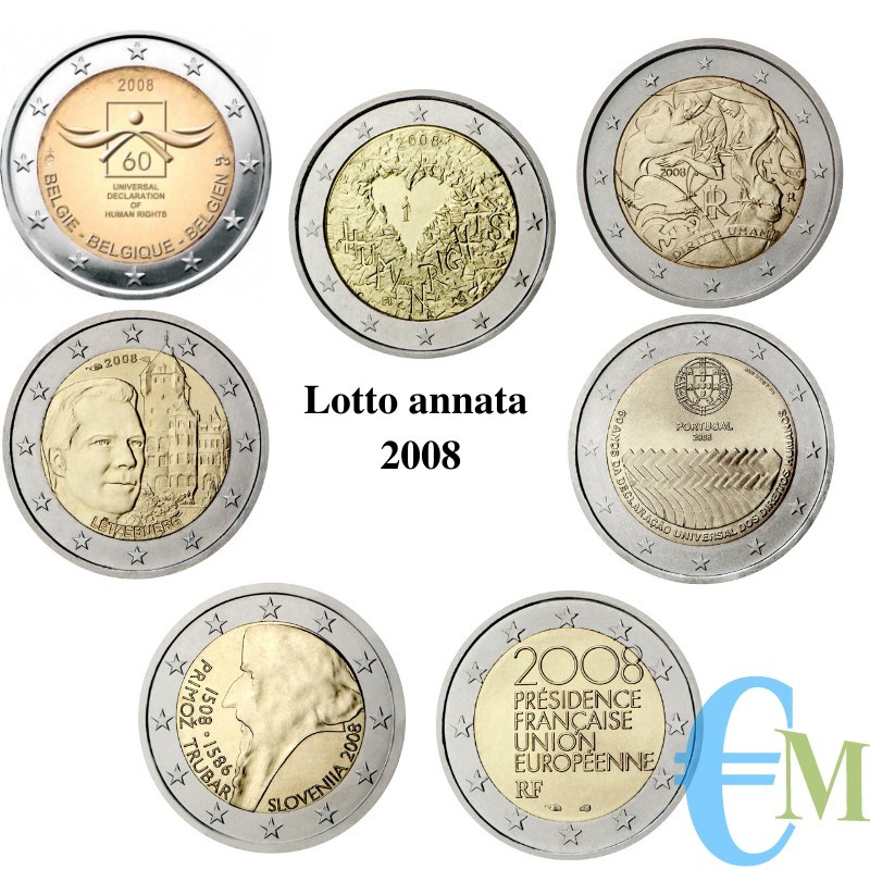 2008 - Lot commémoratif 2 euros de 2008