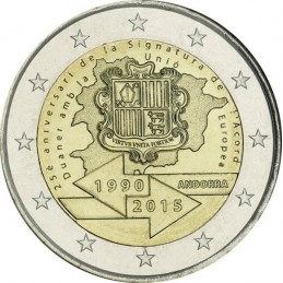 Andorra 2015 - 2 euro commemorativo 25° anniversario della firma dell'accordo doganale con l'Unione Europea.