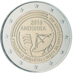 Andorra 2016 - 2 euro commemorativo 25° anniversario della Radiotelevisione di Andorra.