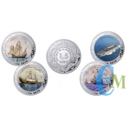 Spagna 2019 - 1,5 euro Set 4 monete Storia della Navigazione 3° emissione