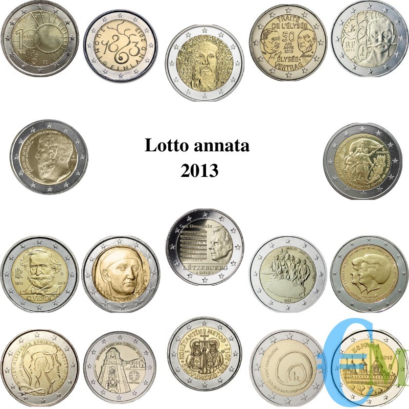2013 - Lotto annata 2 euro commemorativi del 2013
