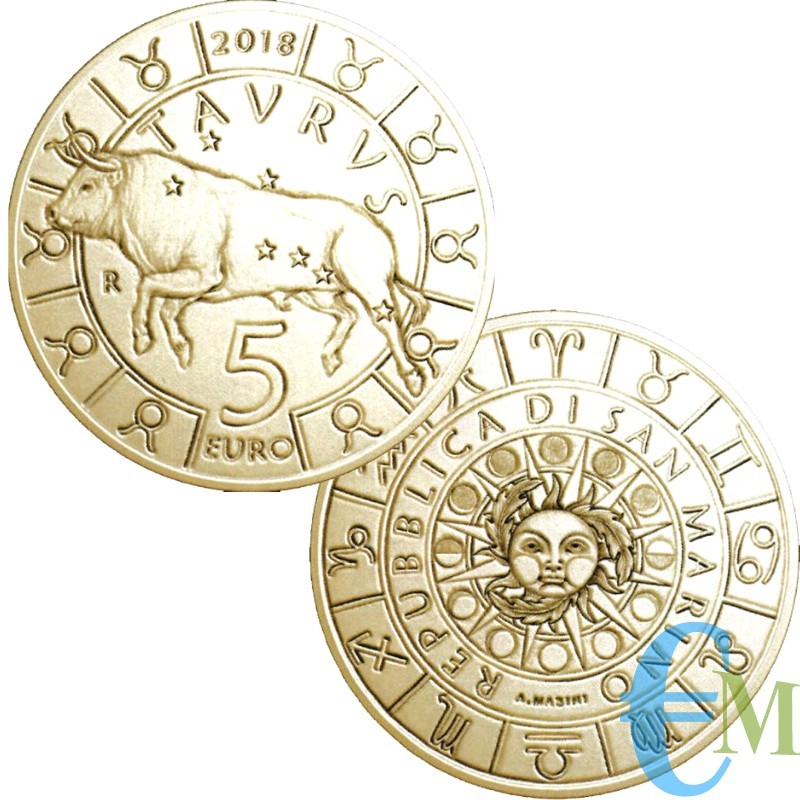 San Marino 2018-5 Euro Zodiac Tauro