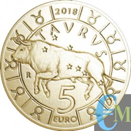 San Marino 2018 - 5 Euro Zodiaco Toro dritto