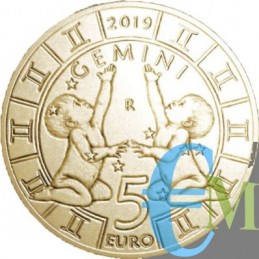 San Marino 2019 - 5 Euro Zodiaco Gemelli dritto