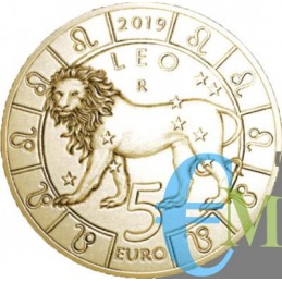 San Marino 2019 - 5 Euro Zodiaco Leone dritto