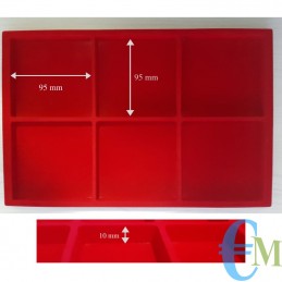 Vassoi in Floccato rosso 6 caselle 95 x 95 mm spessore 10 mm