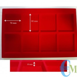Vassoi in Floccato rosso 8 caselle 70 x 80 mm spessore 10 mm