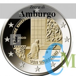 Germania 2020 - 2 euro commemorativo 50° anniversario della Genuflessione di Varsavia - zecca di Amburgo J