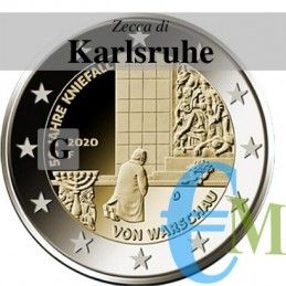 Germania 2020 - 2 euro commemorativo 50° anniversario della Genuflessione di Varsavia - zecca di Karlsruhe G