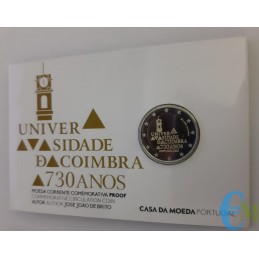 Portogallo 2020 - 2 euro Proof 730º dell'Università di Coimbra card interna