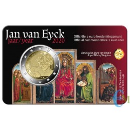 Belgio 2020 - 2 euro 630° nascita Jan van Eyck BU in coincard Olandese