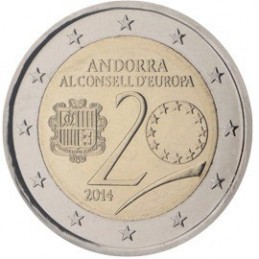 Andorra 2014 - 2 euro commemorativo 20° anniversario dell'ingresso di Andorra nel Consiglio d'Europa