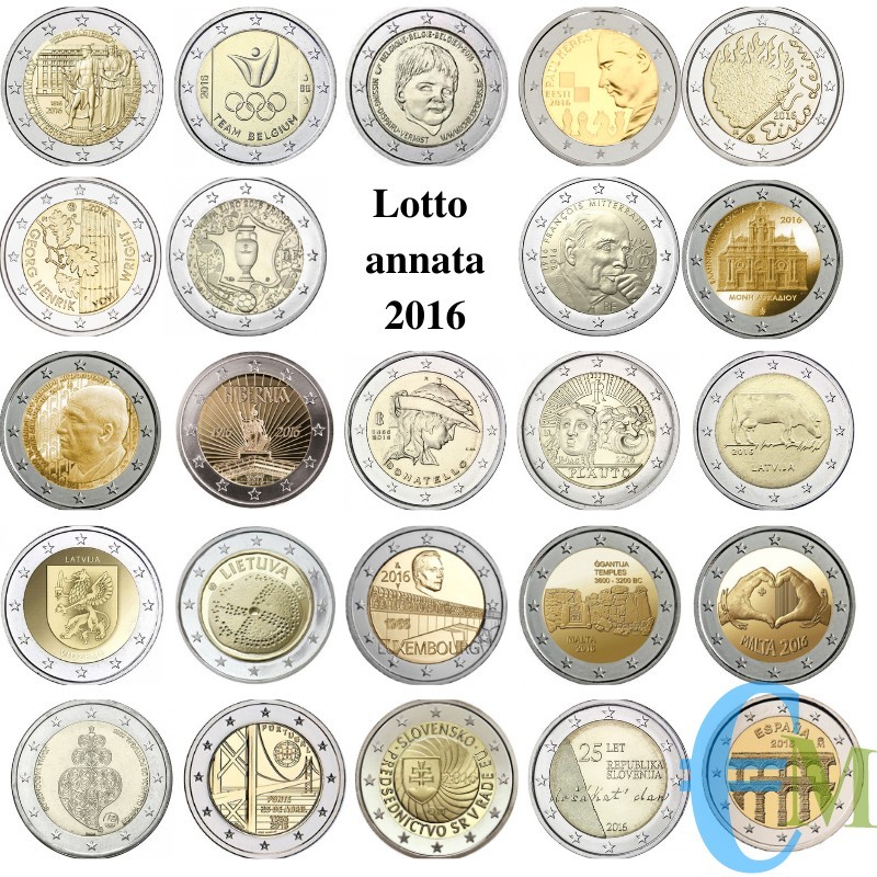 2016 - Lotto annata 2 euro commemorativi del 2016