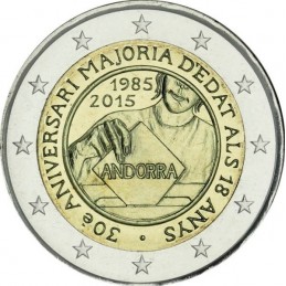 Andorra 2015 - 2 euro commemorativo 30° anniversario dell'attribuzione della maggiore età.