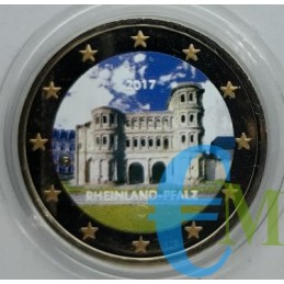 2 euro commemorativo colorato Porta Nigra a Treviri, 12° moneta della serie dedicata ai Lander tedeschi - zecca casuale