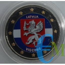 Letonia 2016 - 2 euros región Vidzeme coloreada