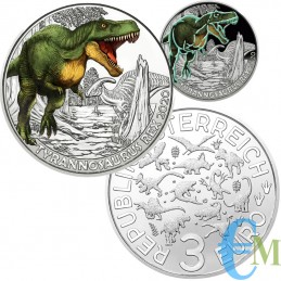 Autriche 2020 - 3 euros Tyrannosaurus Rex - Pièce 5ème Supersaures