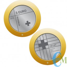 3 euro Bimetallico 150° Croce Rossa Slovena